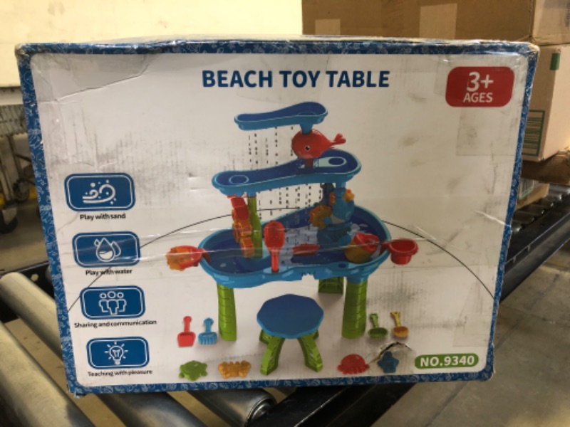 Photo 3 of IHAHA Kids Sand Water Table for Toddlers, 3-Tier Sand and Water Play Table Toys for Toddlers Kids, Kids Beach Toys Activity Sensory Play Table Outdoor Toys for Toddler Boys Girls Age 1-3 3-5 9340
