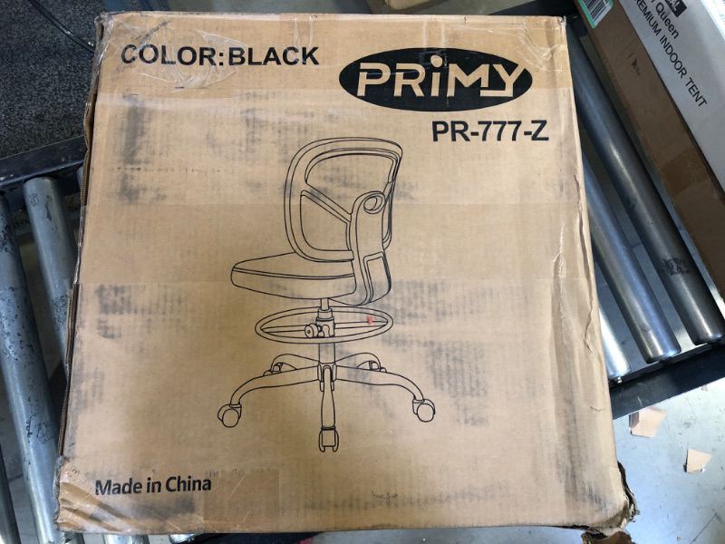 Photo 3 of Primy Drafting Chair Tall Office Chair with Flip-up Armrests Executive Ergonomic Computer Standing Desk Chair with Lumbar Support and Adjustable Footrest Ring (Black)
