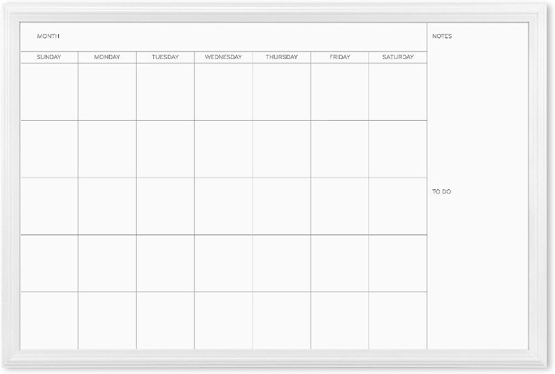 Photo 1 of U Brands Magnetic Dry Erase Calendar Board, 20 x 30 Inches, White Wood Frame *** CORNER OF FRAME HAS A SMALL SCRATCH ***
