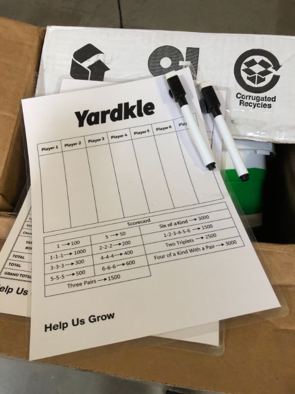 Photo 3 of Ceebyfa Giant Wooden Yard Dice, Yardzee & Yardkle Outdoor Game Set with Bucket, Includes 6 Giant Dice, Collapsible Bucket,2 Scorecards & 2 Markers, Large Lawn Dice Game for Adults and Family.