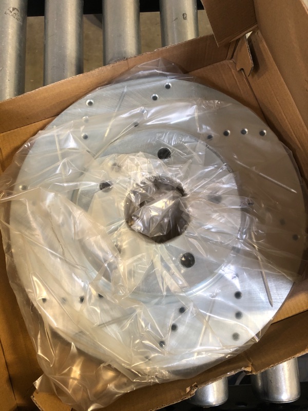 Photo 2 of Drilled and Slotted Silver Zinc Brake Rotor 631-63048L