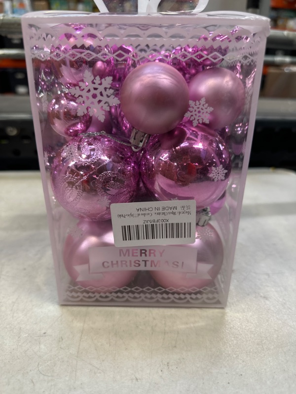 Photo 2 of 30pcs Christmas Ball Ornaments?9 Style Pendants Shatterproof Decorative Baubles ,Christmas Tree Decorations Xmas Tree Hanging Balls for Holiday,Party,Wedding(Pink)