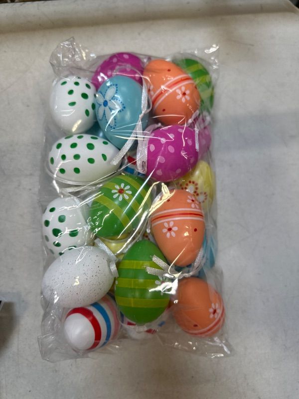 Photo 2 of 24Pcs Easter Tree Ornaments,Multicolored Hanging Plastic Easter Eggs Decorations Easter Egg Ornaments Decor