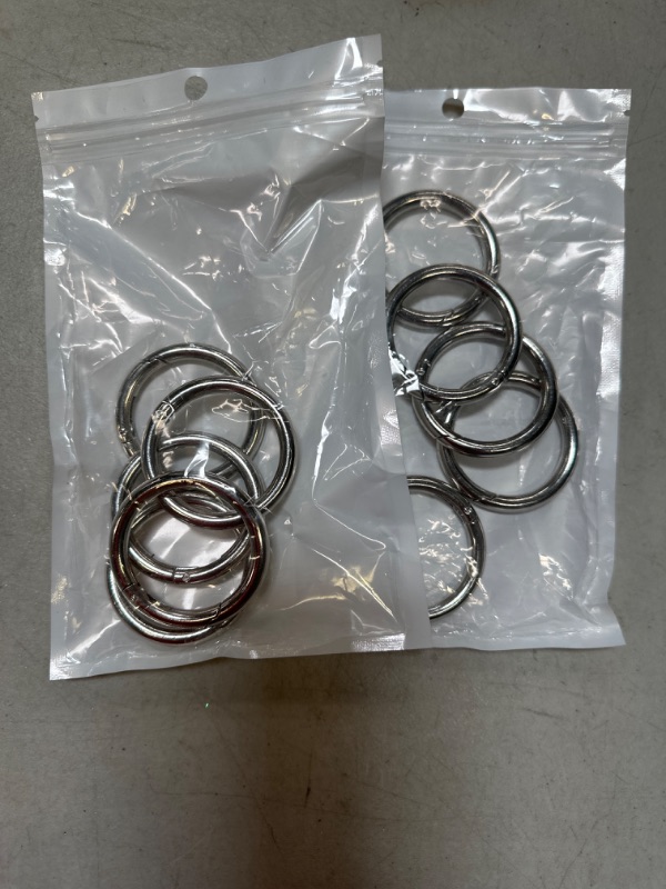 Photo 1 of 2Pack Sturdy Alloy Spring O Ring,Spring Clip Round Carabiner,Metal Circle Trigger Rings Firm Clasp Snap Hook Key Ring Buckle Fastener,Range 3/4 inch to 2 inch Size (Silver, 49mm(1.93"))