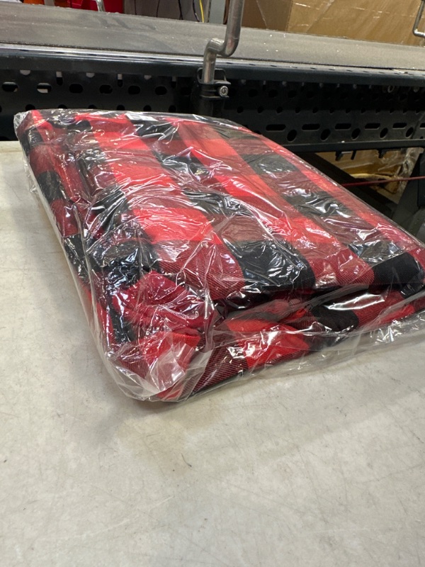 Photo 1 of 48 Inch Christmas Tree Skirt - Large Size Natural Burlap Red and Black Plaid Xmas Tree Skirts Buffalo Check Decoration - Tree Base Cover Mat for New Year/Home/Office/Supermarket/Gift (Diameter 122 cm)