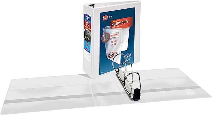 Photo 1 of Avery Heavy Duty View 3 Ring Binder, 4" One Touch Slant Ring, Holds 8.5" x 11" Paper, 4 White Binders