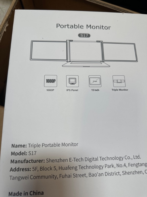 Photo 6 of FQQ 15" Triple Portable Monitor, 1080P FHD Laptop Screen Extender, Dual Monitor for 15-17" Laptop, Plug and Play Triple Monitor for Windows, macOS(Only for M1 Max, M1 Pro), Support Laptop/Xbox/Switch