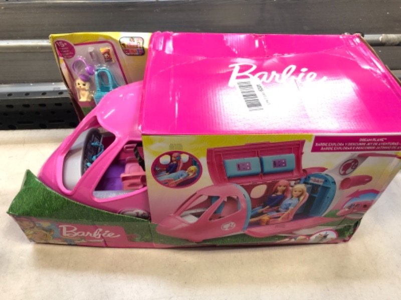 Photo 2 of Barbie Dreamplane Airplane Toys Playset with 15+ Accessories Including Puppy, Snack Cart, Reclining Seats and More Standard