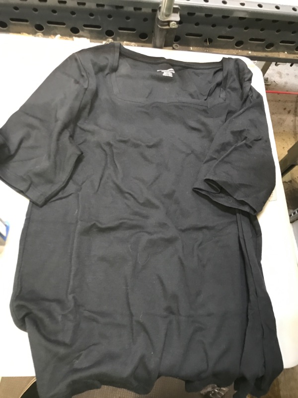 Photo 2 of Amazon Essentials Women's Slim-Fit Half Sleeve Square Neck T-Shirt XX-Large Black