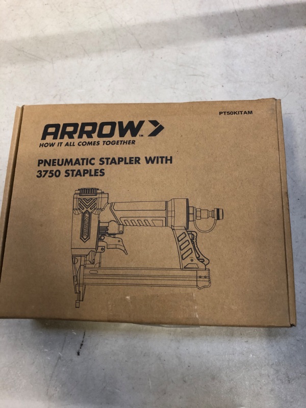 Photo 3 of Arrow Pneumatic Staple Gun, Oil-Free Upholstery Stapler with 3750 Pieces T50 1/4", 3/8", 1/2" Staples, Adjustable Exhaust, for Woodworking, Professional and DIY Projects, PT50