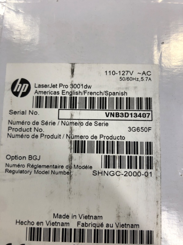 Photo 4 of HP LaserJet Pro 3001dw Wireless Black & White Printer