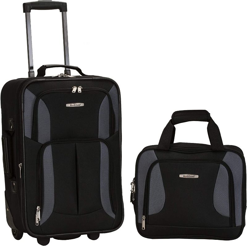 Photo 1 of 
Rockland Fashion Softside Upright Luggage Set, Black/Gray, 2-Piece 