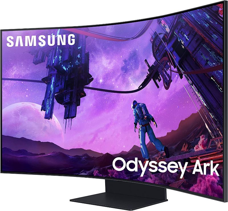 Photo 1 of SAMSUNG Odyssey Ark 55-Inch Curved Gaming Screen, 4K UHD 165Hz 1ms (GTG) Quantum Mini-LED Gamer Monitor w/Cockpit Mode, Sound Dome Technology, Multi View, HDR10+ (S55BG970NN) 2022
