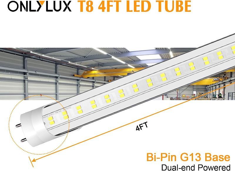 Photo 1 of  Led Tube Lights 4ft, 28W 5000K 4000lm Daylight LED Tube Light T10 T12 Replacement Dual Ended Power Clear Lens 