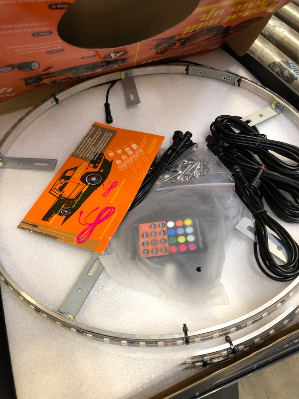 Photo 1 of LuminShack 17.5 Inch Wheel Lights, Adjustable Rim Lights Dream Chasing Colors Tire Lights Turn Signal Braking Function Can Controlled by Remote and app Simultaneously Wheel Lights for Truck