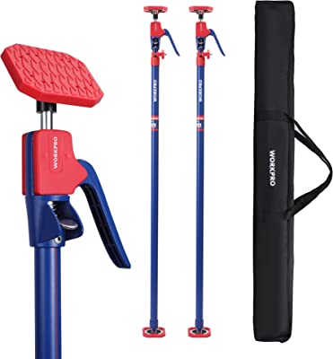 Photo 1 of 4PK Support Pole, Steel Telescopic Adjustable 3rd Hand Support System, Support Rod, Supports up to 154 lbs Construction Rods for Cabinet Jacks Cargo Bars Drywalls Extends from 49 Inch to 114 Inch