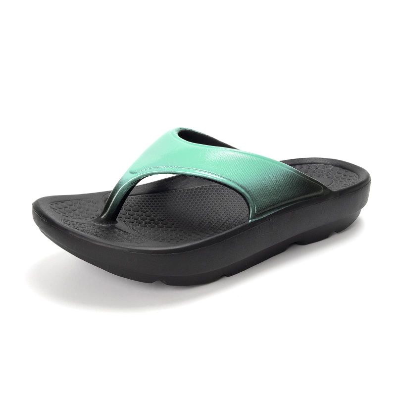 Photo 1 of [Size 10] FUNKYMONKEY Women's Thong Flip Flop Ultra Soft Arch Support Sandals 10 Black/Green