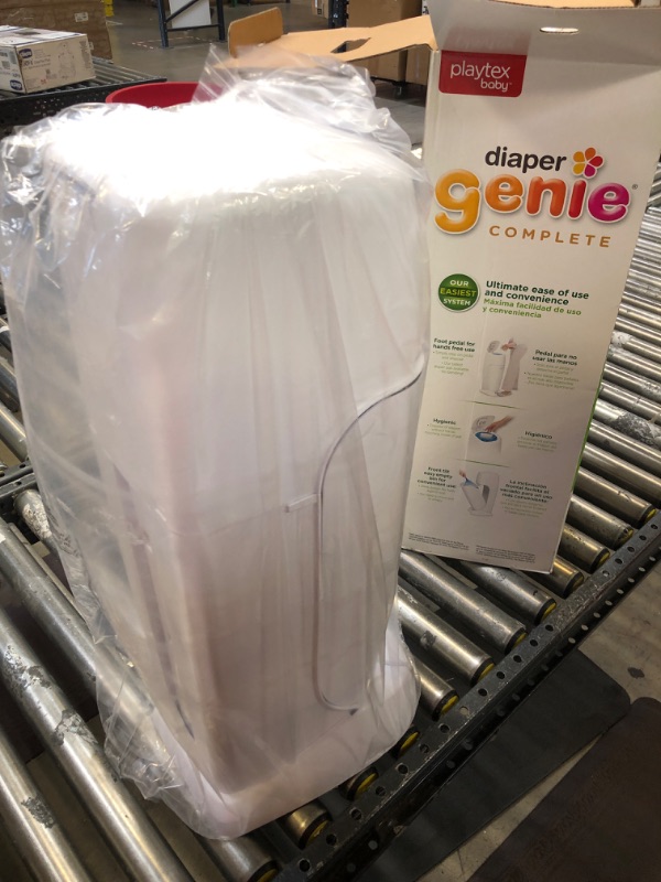 Photo 2 of Diaper Genie Complete Diaper Pail (White) with Antimicrobial Odor Control | Includes 1 Diaper Trash Can, 3 Refill Bags, 1 Carbon Filter White Pail + 3 Refills
NO REFILLS 