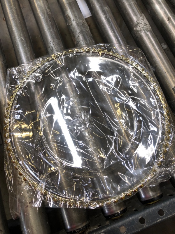 Photo 3 of 25 Pcs Clear Charger Plates 13 Inch Plastic Round Dinner Plate with Gold Beaded Rim Dinner Table Decorative Plate for Wedding Birthday Bridal Shower Party Dinner Table Decor Supplies