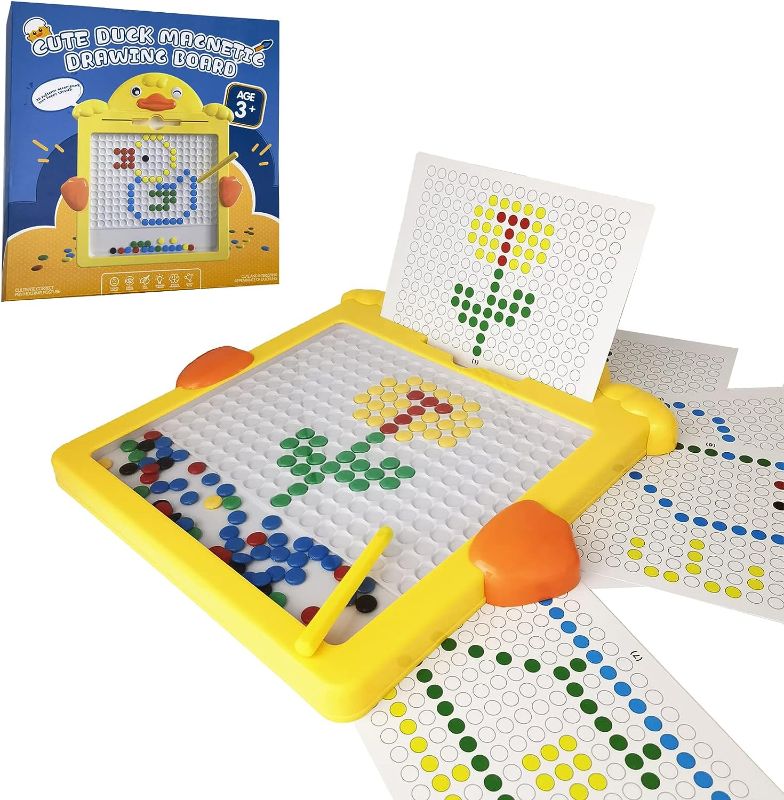 Photo 1 of Cute Duck Magnetic Drawing Board for Boy and Girl with Magnetic Pen and Many Beads, Large Toddlers Magnetic Drawing Board