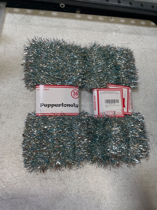 Photo 1 of 2 PACK ----- PEPPERLONELY 36 FT Christmas Tinsel Garland Classic Christmas Decorations