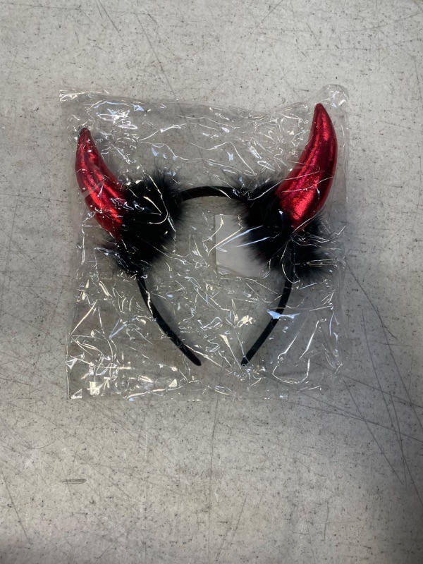 Photo 2 of LQYoyz Devil Horns Headband, Cosplay Christmas Devil Costume Accessories for Women / Men /Kids, Fancy Red Devil Vampire Halloween Party Prop Decoration