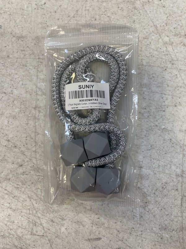 Photo 2 of 2 Pack Magnetic Curtain Tiebacks Convenient Drape Tie Backs Weave Holder for Window Draperies Hold Curtains Drape Ties Backs 16 inch Holdback (Sliver Gray)