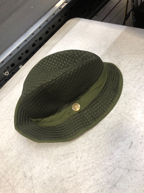 Photo 1 of  Summer Mesh Fedora Beach Hat for Men Gentlemen Trilby sun Gangster Cap Army Green