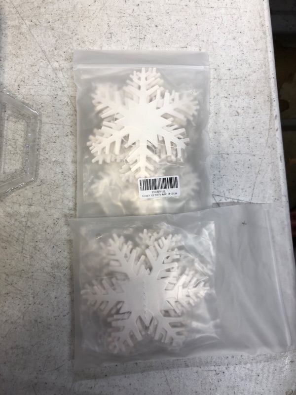 Photo 2 of 2 PACK Konsait Snowflake Hanging Garland Christmas Decoration (24 Snowflakes 18FT), White Paper 3D Snowflakes String Ornaments Garland for Xmas Home Holiday New Years EVE Party Decoration Supplies