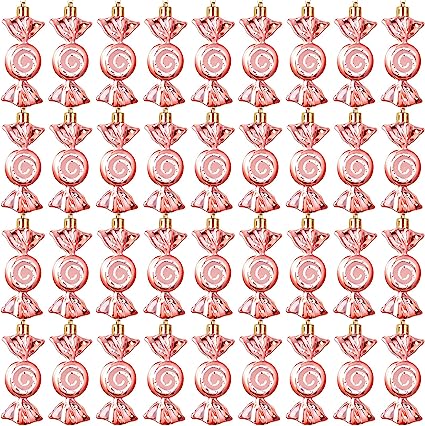 Photo 1 of 36 Pcs Christmas Candy Ornaments Bulk Glitter Candy Cane Hanging Ornaments Plastic Christmas Peppermint Candy Ornaments Christmas Tree Decoration for Xmas Holiday Party Decor (Rose Gold)
