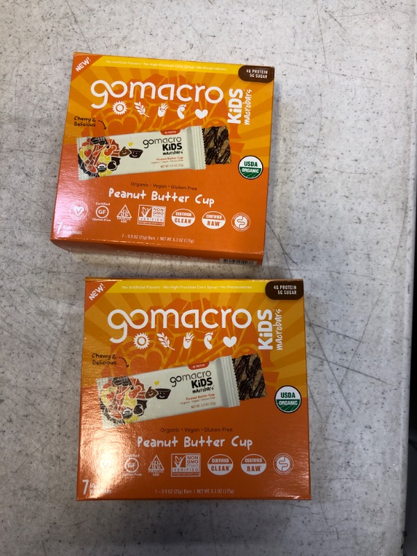 Photo 2 of 2 PACK GoMacro Kids MacroBar, Peanut Butter Cup, Organic Vegan Snack Bars, 7 ct BB 9/02/23