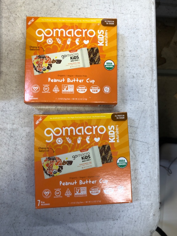 Photo 2 of 2 PACK GoMacro Kids MacroBar, Peanut Butter Cup, Organic Vegan Snack Bars, 7 ct BB 9/02/23