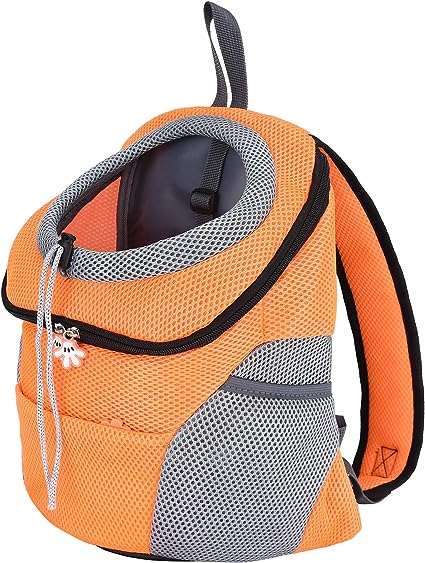 Photo 2 of Mile High Life | Hiking Outdoor Pet Carrier Backpack | Kitty Puppy Cat Carrier | Dog Carrier for Small Dogs | Dog Backpack w Breathable Mesh with Soft Padding(Orange, Medium (Pack of 1))
