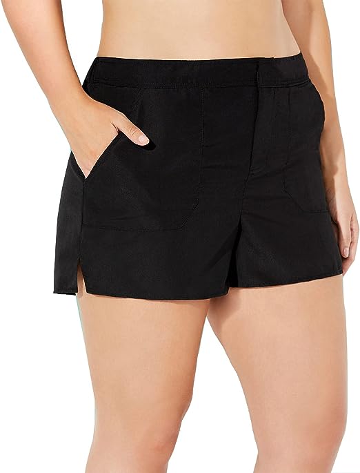 Photo 1 of FULLFITALL Womens Plus Size Swim Shorts Quick Dry Tankini Swimsuit Bottoms Sporty Solid Board Shorts Swim Trunks 18