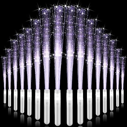 Photo 1 of 200 Pieces Fiber Optic Wand Bulk White Glow Sticks Wedding Fiber Optic Sticks with 3 Light Modes LED Light up Wand Glow Flashing Wand for Bridal Shower Christmas Glow in the Dark Party Favors Supplies
