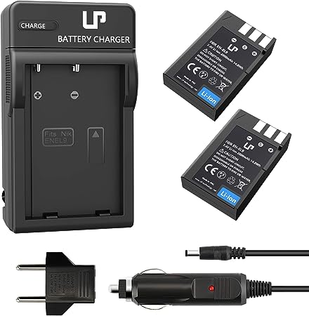 Photo 1 of EN-EL9 EN EL9a Battery Charger Pack, LP 2-Pack Battery & Charger, Compatible with Nikon D40, D40X, D60, D3000, D5000 Cameras, Replacement for MH-23
