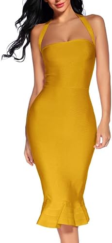 Photo 1 of houstil Women's V Neck Halter Fishtail Bandage Bodycon Dress Party
