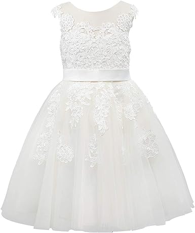 Photo 1 of LWARML Flower Girl Dress Tulle Lace Flower Girl Dresses A Line Formal Ball Gowns First Communion Dress for Girls Short 4YRS
