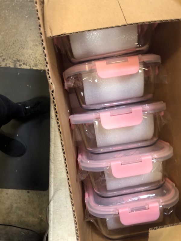 Photo 2 of 10 Pack Glass Food Storage Containers, Airtight Meal Prep Containers with Lids, Pink
