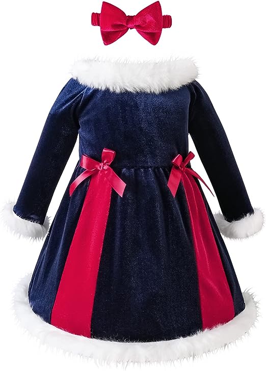 Photo 1 of AIKEIDY Toddler Baby Girl Christmas Dress Long Sleeve Velvet Dress for Holiday Wedding Party 12-24 MONTHS 