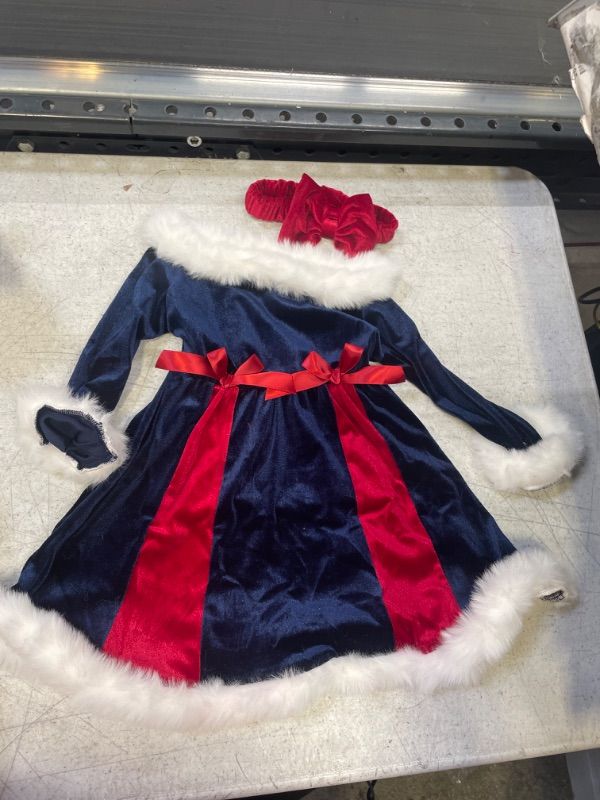 Photo 2 of AIKEIDY Toddler Baby Girl Christmas Dress Long Sleeve Velvet Dress for Holiday Wedding Party 12-24 MONTHS 