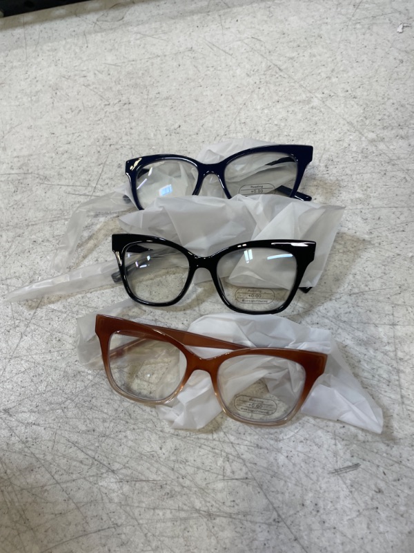 Photo 2 of AMOMOMA 2 Pack Retro Cat Eye Prescription Blue Light Blocking Reading Glasses for Women Stylish Computer Readers AM6034