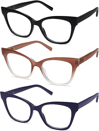 Photo 1 of AMOMOMA 2 Pack Retro Cat Eye Prescription Blue Light Blocking Reading Glasses for Women Stylish Computer Readers AM6034