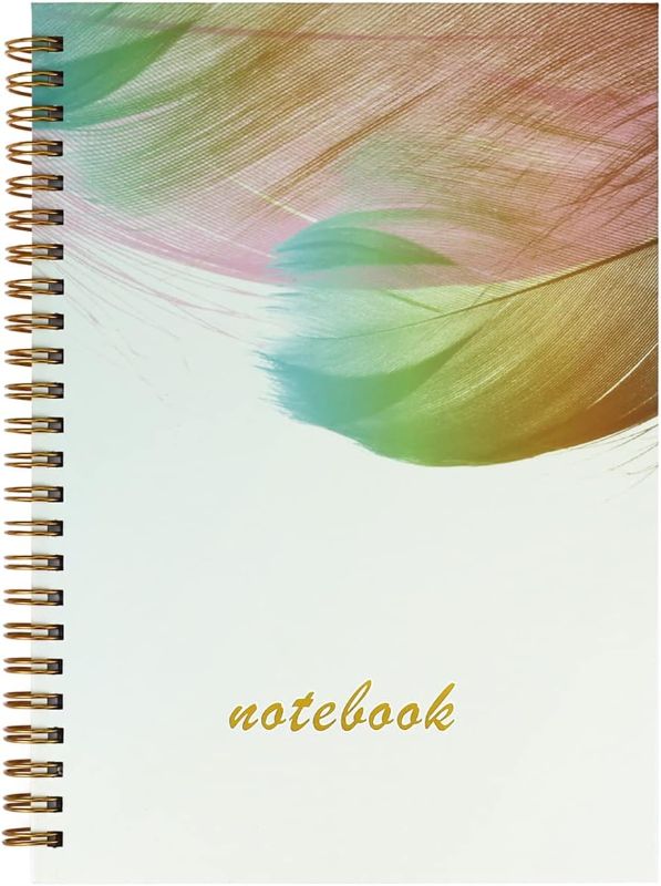 Photo 1 of Double Spiral Ruled Notebooks, Large (6" x 8.5"), 100 GSM Thick Paper, 160 Pages, Hardcover (Yellow Feather)
