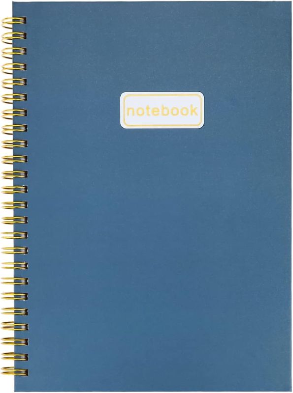 Photo 1 of Double Spiral Ruled Notebooks, Large (6" x 8.5"), 100 GSM Thick Paper, 160 Pages, Hardcover (Dark Blue)