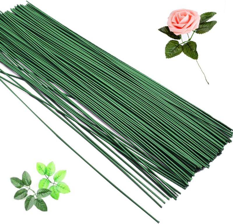 Photo 1 of 200 Pcs Floral Stem Wire,16 Inch 22 Gauge Dark Green Bouquet Stem for Flower Arrangements,DIY Crafts,Flower Making Supplies