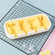 Photo 1 of 2Pc Popsicle Molds Set - Silicone Reusable Cartoon Ice Cream Mold with Lid &Sticks - Easy Release - Soft Food Grade Material - Ideal for Homemade Ice Cream, Frozen Yogurt, Chocolate
