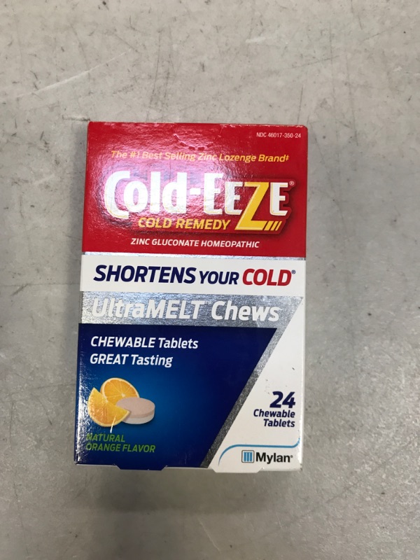 Photo 2 of EXP. 08 2023 Cold-EEZE UltraMELT Chews, Homeopathic Cold Relief, Reduces Duration of Cold, Relieves Sore Throat, Cough, Nasal Congestion & Post Nasal Drip, 24 Count, Orange Flavor Chewable Tablet