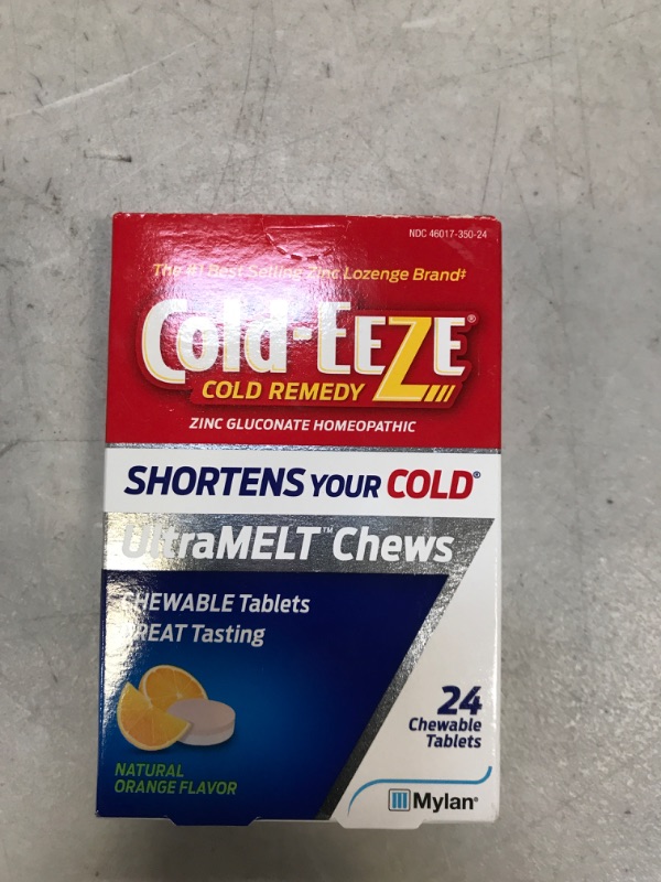 Photo 2 of EXP. 08 2023Cold-EEZE UltraMELT Chews, Homeopathic Cold Relief, Reduces Duration of Cold, Relieves Sore Throat, Cough, Nasal Congestion & Post Nasal Drip, 24 Count, Orange Flavor Chewable Tablet