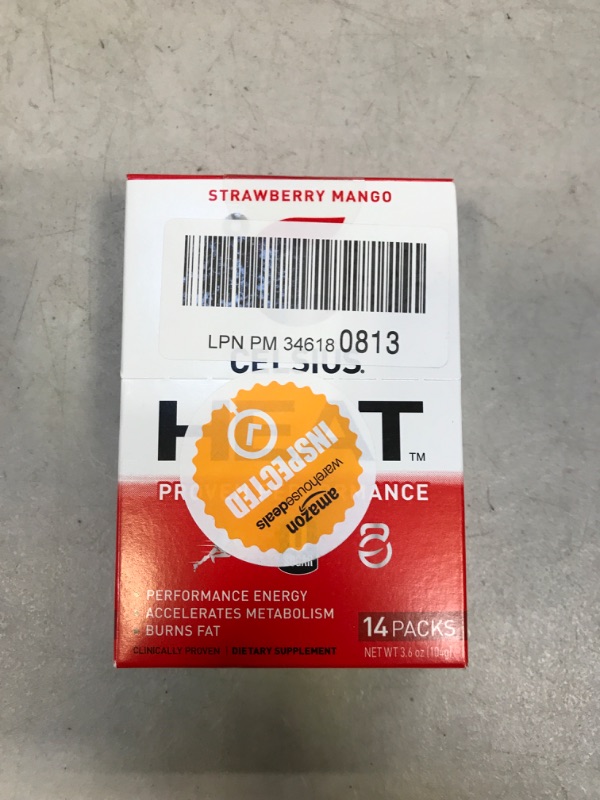 Photo 1 of EXP. 08/2023 CELSIUS FGSS1312 HEAT On-the-Go Performance Energy Powder Stick Packets, Strawberry Mango (Pack of 14) Strawberry Mango 14 Count (Pack of 1)